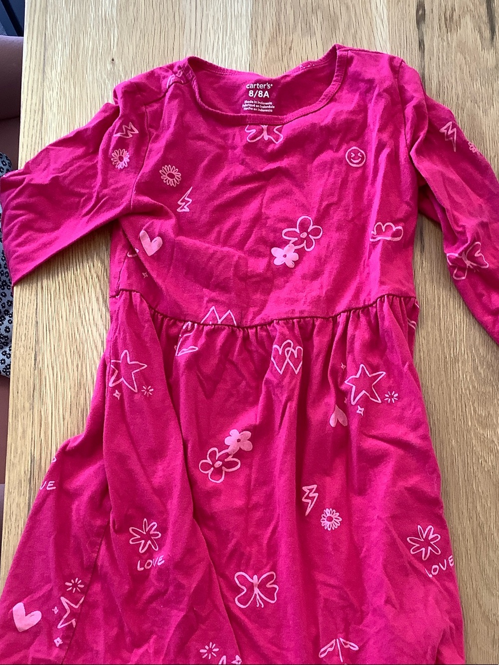 Carter's Bright Pink Long Sleeve Floral & Heart Print Dress